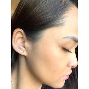1 pair (set) of 925 Sterling Silver Hammered Ear Climbers 30mm